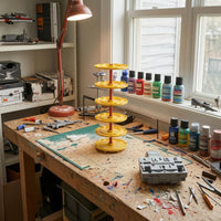 Plastic and Metal Carousel Paint Holder Adjustable Rotating Paint Rack Circular Tray Modeling Supplies for Model Making
