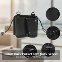 Mesh Cup Holder Bag Rear Storage Pocket Lightweight Luggage Handle Cup Holder Bag Suitcase Handle Organizer Multiple Pockets Black