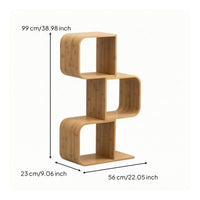 S-Shaped Storage Shelf Compact Bamboo Storage Rack Slim for Small Areas