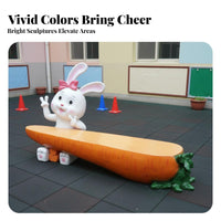 Panda Sculpture Seat Weather Resistant Cartoon Panda Bench Fiberglass Character Chair for Children, Families, Shopping Mall, Playground, Park