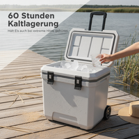 Portable 38L Insulated Cooler Box with Wheels and Handle for Fishing Camping Picnics