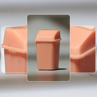 Unpainted Miniature Trash Bin Lidded Miniature Waste Bin Faceted Scene Ornament Plastic for Hobbyists, Tabletop Setups