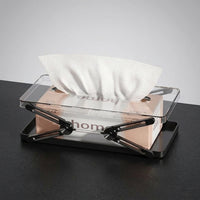 Tissue Box Holder Square for Facial Tissue, Clear Plastic Folding Design with Two Springs, Modern Minimalist Style for Home Office, Living Room