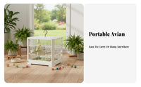 Villa Design House-Shaped Aviary Spacious Interior avian enclosure Convenient Feeding Door Parrot Enclosure Easy to Clean for Indoors, Living Room, Balcony, Patio