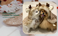 Pet Reindeer Cape, Warm Hat, Adjustable, Holiday Wear