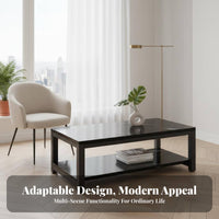 Light Luxury Feel 2-Tier Glass Coffee Table Modern design Living Room Furniture Minimalist Indoor Furnishing Easy to Clean for Office Workers, Apartment Dwellers, Homeowners, Reception Area, Lounge, Bedroom