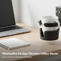 Desk Cup Holder Clamp Space Saving Clip on Desk Cup Holder Easy to Install Office Accessory for Students, Computer Users, Bedside, Chair Armrest