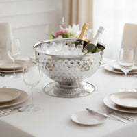 Champagne Bucket with Pedestal Stainless Steel Ice Bucket Wide-Opening Beverage Chiller for Party Hosts