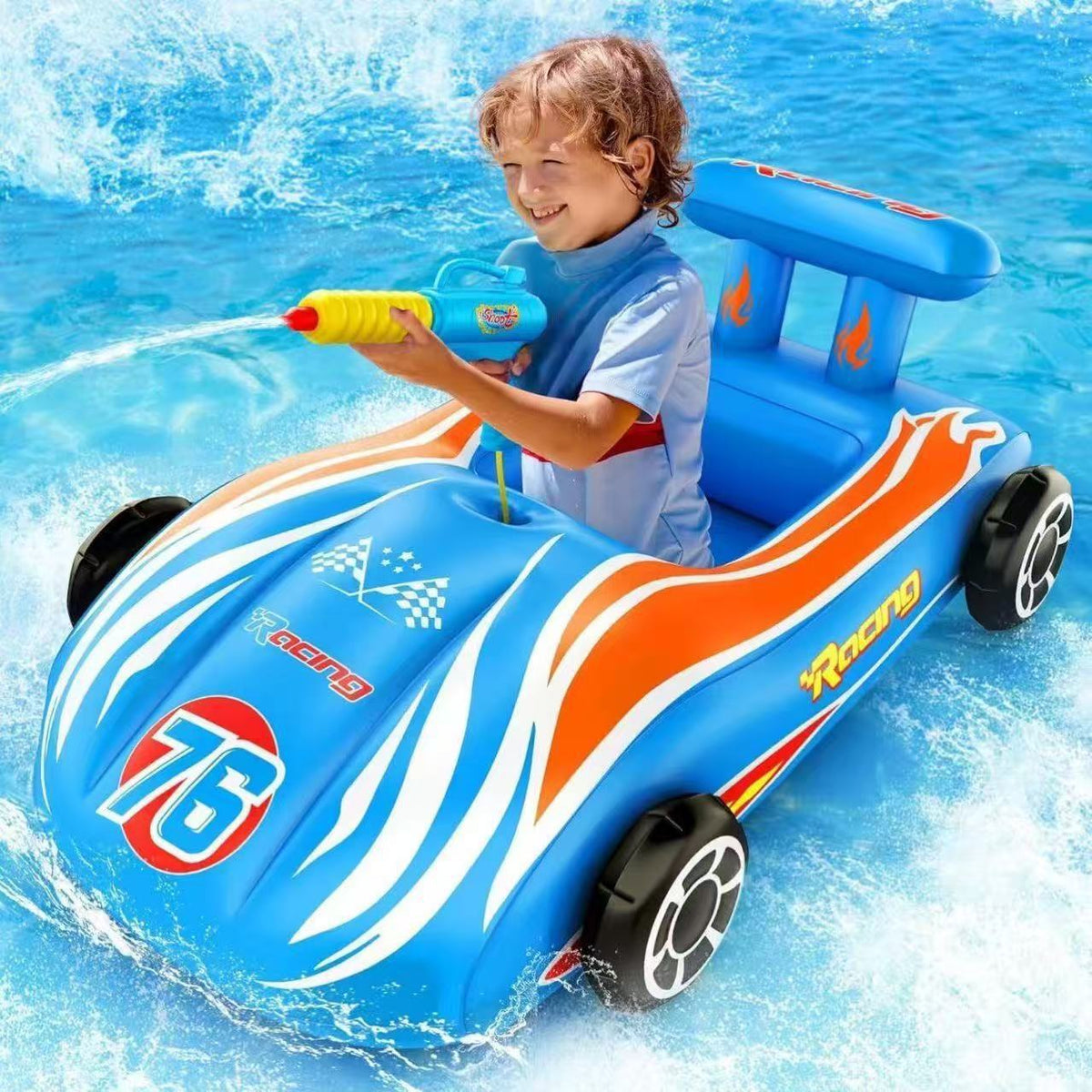 Inflatable Children's Car Float with Water Gun for Pool
