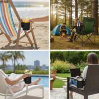 2 Pieces Mesh-Bottom Beach Chair Cup Holder Portable Cup Holder with Adjustable Strap Compact Organizer Lightweight for Beachgoers