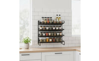 4-Tier Spice Rack Freestanding Wall Mount Spice Organizer Rust-Resistant Countertop Seasoning Rack for Kitchen