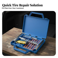 11 Pieces Emergency Use Tubeless Tire Repair Kit Portable Flat Tire Repair Kit Professional Quality for Roadside, Travel