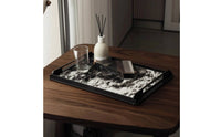 Tray with Handles Shallow Metal Frame Tray Modern Platter for Coffee Table, Vanity