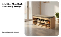 Slim Profile Upholstered Shoe Changing Stool Space-Saving Multi-Tier Shoe Stool 2-in-1 Design Entryway Bench Sturdy and Long-Lasting for Apartment Dwellers, Families, Homeowners, Hallway, Mudroom, Living Room, Bedroom