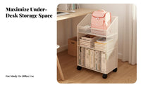 Space Saving Mobile School Bag Rack Large Capacity Under Desk Storage Cart Strong Load Bearing Rolling Book Cart Lockable Casters for Students, Kids, Dorm Room, Classroom