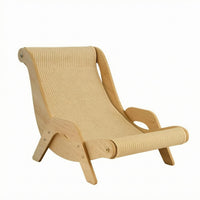 2-in-1 Design Cat Scratcher Lounge Chair Slanted Backrest Cat Chaise Scratcher Natural Wood Tone