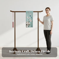 Solid Wood Chinese Design Clothing Rack Sturdy Construction Antique Design Garment Stand Stable and Long-Lasting Wooden Clothes Stand Multifunctional for Homeowners, Hotel Owners, Bridal Shop, Retail Shop, Hallway, Apartment