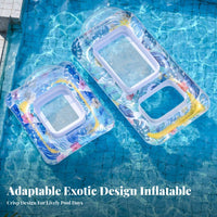 Supportive Headrest Sequin Tropical Palm Pool Inflatable Lounger Thickened Material Pool Inflatable Lounger with Backrest Portable And
