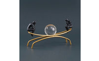 Thinker Statue with Crystal Ball Artistic Metal Figurine with Crystal Ball Sculptural Thinker Statue for Art Lovers