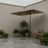 Half Patio Umbrella with Solar LED Lights Space-Saving Patio Umbrella with Lights Height-Adjustable Half Parasol for Balcony, Outdoor Dining Area