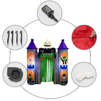 Haunted Castle Arch Easy to Inflate Inflatable Arch with Lights Walk-Through Prop Sturdy Inflatable Castle Medieval