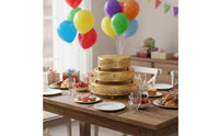 3 Pieces Metal Gold Cake Stand Decorative Round Dessert Stand Elegant Ornate Cake Pedestal Sturdy Base for Wedding, Party, Birthday