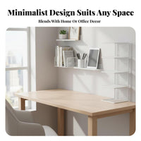 Space-Saving Desktop Book Organizer Minimalist Design Wireframe Book Organizer Multi-Purpose Tabletop Shelf Sturdy Construction for Children, Students, Office Workers, Desk, Study Room, Bedroom