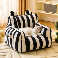 Pet Sofa For Small Dogs Dog Bed Striped 45cm Fabric Living Room For When Home Alone All-Season Use