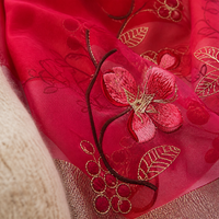 Embroidered Blended Scarf for Women - Korean Style Thin Warm Shawl