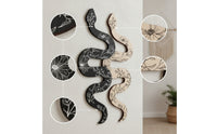 2 Pieces Wooden Wall Art Snake-Shaped Wall Ornaments Minimalist Wood Plaques for Living Room, Hallway, Studio