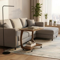 With casters C-Shaped Rolling Table Mobile Design C-Shaped Rolling Stand Space-Saving Household Furniture Multi-Purpose for Apartment Dwellers, Home Workers, Students, Living Room, Next to Sofa, Bedroom, Small Spaces