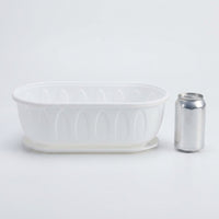 Planter Pot and Ribbed Resin Planting Box with Drip Tray, Simple Style Pots Window Vegetable Garden Planter, Floor Standing Large Plant Pots