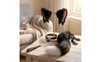 3 Pieces Cat Ear Headband with Tail Faux Hair Feline Ears Headband Soft Cosplay Accessories for Cosplayers