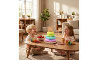 Pastel Stacker Toy with Bear Topper Early Learning Stacking Stacker with Bear Topper Educational Educational Stacking Toy Non for Babies, Daycare