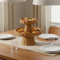 Imitation Rattan Fruit Basket Multipurpose Handwoven Snack Display Sturdy Construction Woven Snack Holder for Party