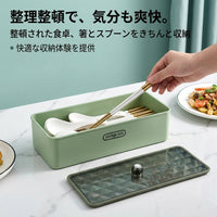 Tabletop Cutlery Case with Lid, Chopstick Holder, Draining, Plastic, Modern Design
