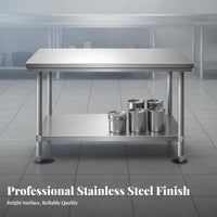 Easy to Clean Stainless Steel Work Table Anti-Rust Stainless Steel Prep Table Resistant Commercial Kitchen Workbench Stable Design for Workshop Workers, Garage Hobbyists, Dining Hall, Cafeteria, Laboratory, Outdoor