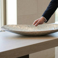 Hammered Metal Tray Modern Boat Tray Sleek for Sideboard
