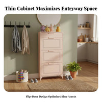 Ultra-Thin Design Slim Shoe Cabinet Space-Saving Tip-out Shoe Cabinet Fully Assembled Long-Lasting Construction for Apartment Dwellers, Homeowners, Families, Hallway, Living Room, Bedroom, Closet