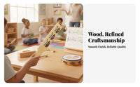 6 Jingling Discs Jingle Paddle Recessed Slots Wooden Jingle Stick Natural Wood Wooden Rhythm Stick Rounded Handle