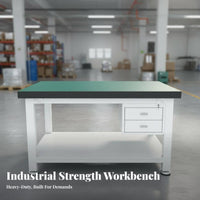 High Load Capacity Heavy-Duty Workbench Wear Resistant Industrial Assembly Table Adjustable Non-Slip Feet Steel Frame Work Bench for Factory Workers, Technicians, Laboratory, Warehouse, Garage, Basement