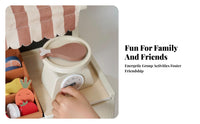 Wooden Market Stall Toy Cloth Pouch Wooden Market Stand Realistic Imaginative Shop Counter Toy for Children