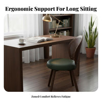 Retro Design Upholstered Bentwood Rolling Chair Ergonomic Design Rolling Bentwood Task Chair Easy Assembly pivot Seat for Home Workers, Students, Professionals, Study Room, Bedroom, Dormitory