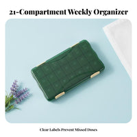 21compartment Weekly pharmaceuticals Planner Portable Design Organizer Snap-Shut Lids