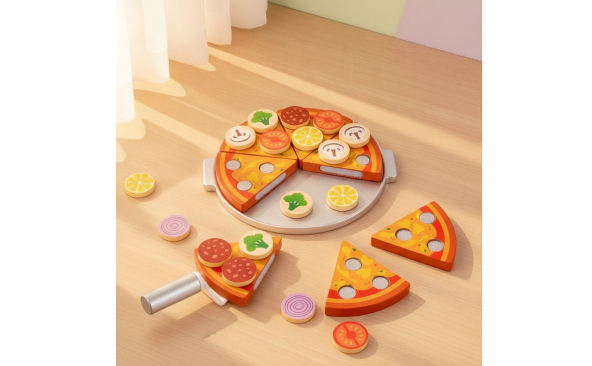 Pizza Oven Toy Imaginative Wooden Pizza Pretend Play Toy with Oven Educational for Kids