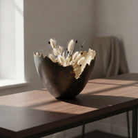 Hammered Decorative Bowl Lustrous Centerpiece Bowl Extended Boat-Shaped Tray Multipurpose for Dining Table