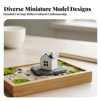 mini Landscape Building Ornament DIY Decoration Chinese Design Architecture Model Craftsmanship Garden Miniature Decoration for Collectors, Desktop, Office