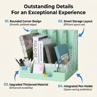 4 Tier Vertical File Organizer for Office Desk, Desktop Rack Standing Holder for A4 Documents Workstation for Workers