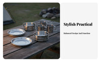 8 Pieces Compact 8 Piece Camping Cookware Set Lightweight Camping Cookware Set Long-Lasting for Campers, Families, Hiking, Travel, Picnic