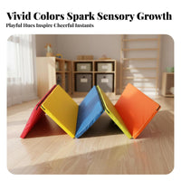 Folding Gymnastics Mat Foldable Design Rainbow Folding Play Mat for Preschoolers, Young Children, Preschool, Daycare, Home Gym